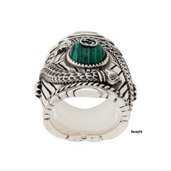 New Authentic Gucci GG Malachite Snake Ring - Picture 5 of 10